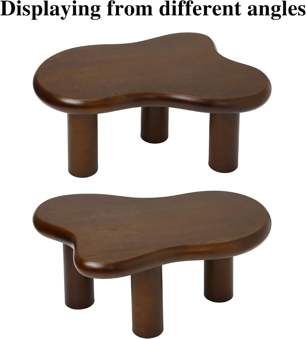 34'(L) Cloud Coffee Table, Modern Wood Coffee Table for Living Room, Accent Center Tables with 3 Legs, Small Tea Tables for Balcony, Patio, Bedroom, Walnut