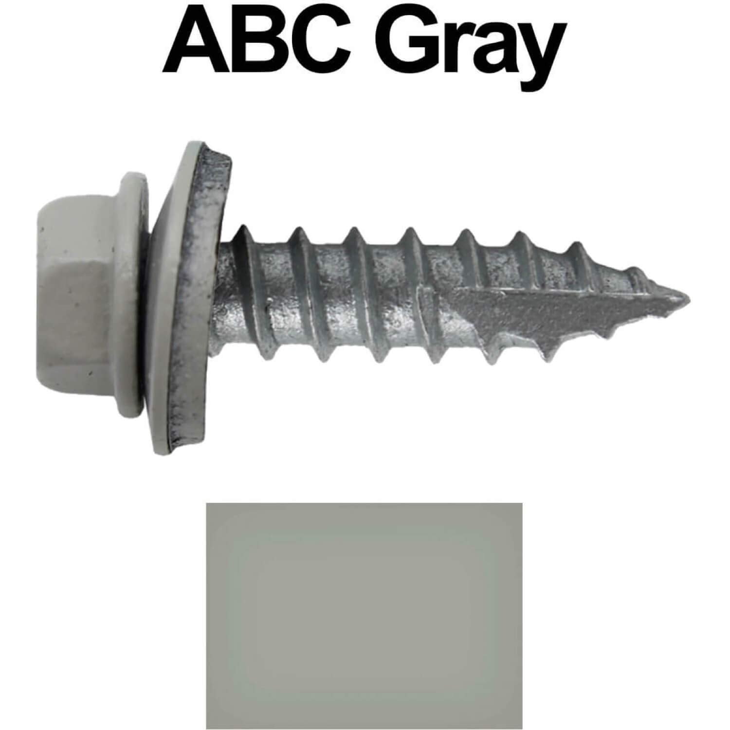 #14 Metal Roofing Screws: (1000) Screws x 1' ABC Gray Hex Washer Head Sheet Metal Roof Screw. Self Starting/self Tapping Metal to Wood with EPDM Washer. Colored Head. for Corrugated Roofing