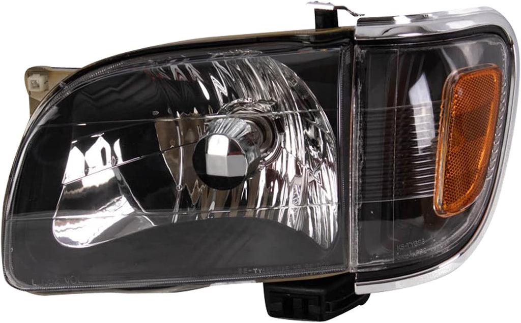 TRQ 2 Piece Headlight Assembly Set Halogen Black Bezel Driver & Passenger Side Compatible with Toyota Tacoma 2001-2004 TO2502136 TO2503136