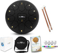 Balmy Drum Steel Tongue Drum 10 inch 11 Notes 440Hz, Handpan Drum with Music Book, Mallets, Carry Bag, Finger Picks, Rain Drum for Outdoor, Meditation Yoga Calming Instruments for Adults Kids (Black)