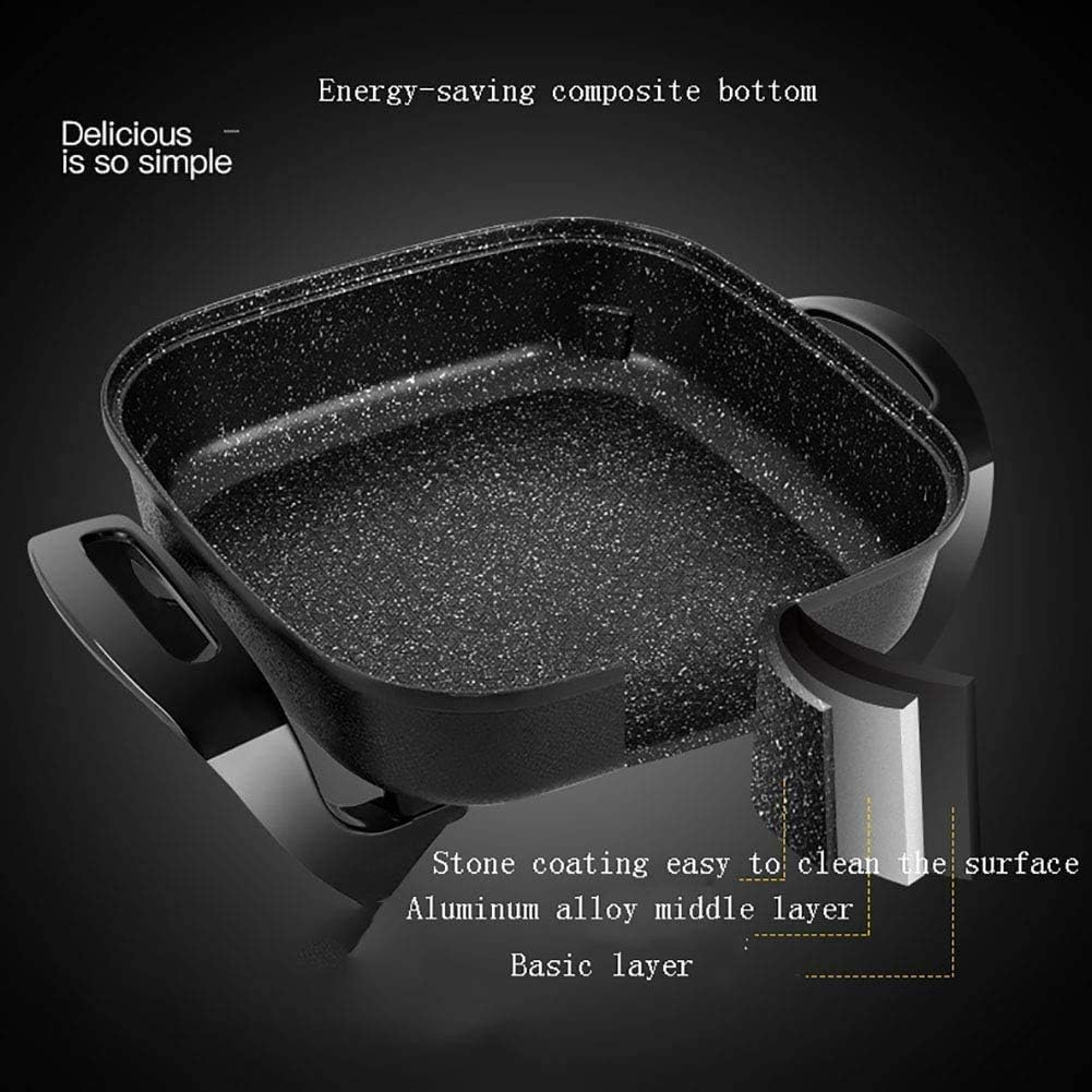 1800W Multifunctional Electric Skillet Electric Cooker for Frying, Electric Frying Pan with Glass Lid, Non-Stick Surface, Adjustable Heat Setting, Cool Touch Handles,Black