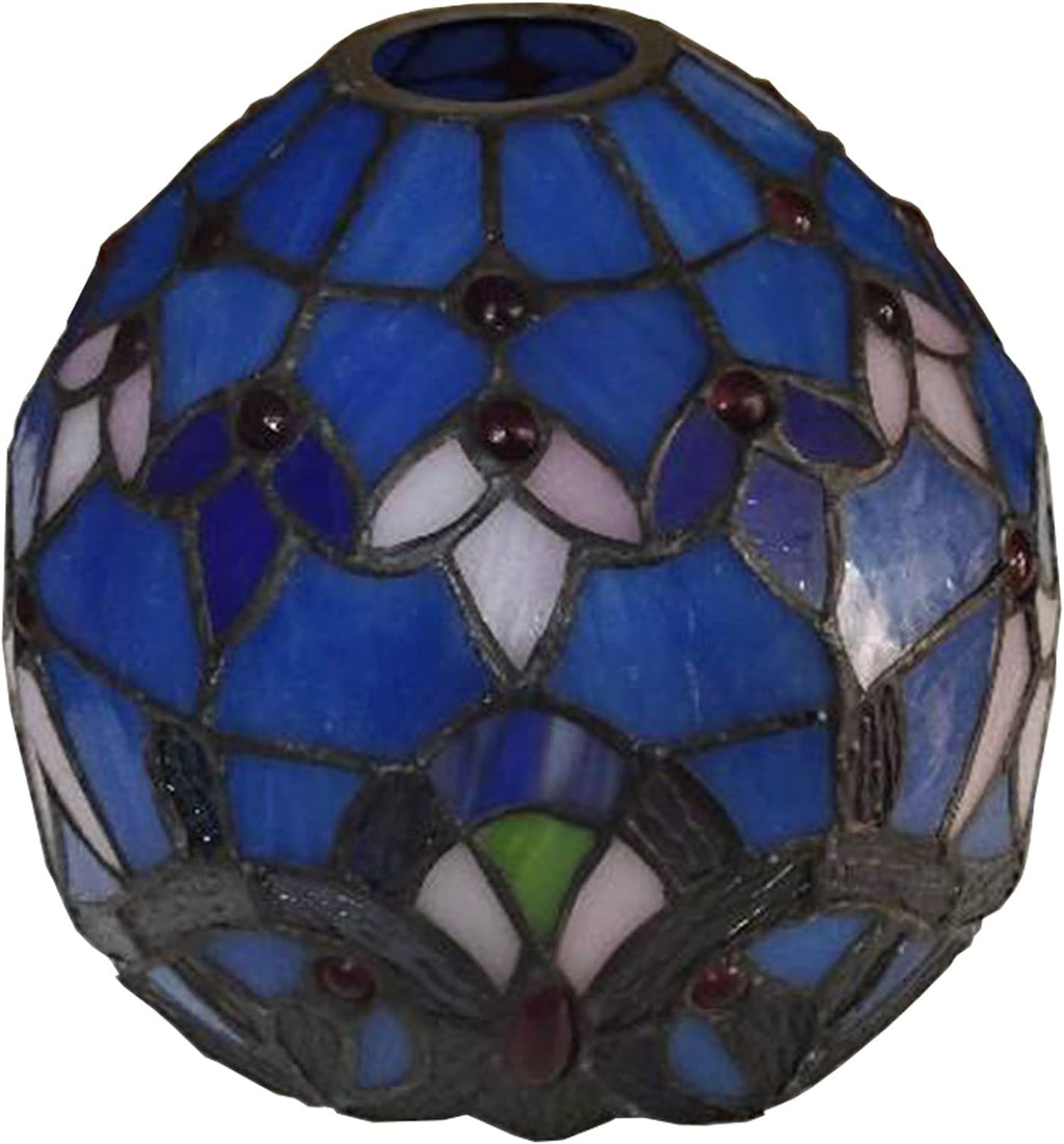 Tiffany 8 Inch Stained Glass Lampshades Replacement, Handmade Blue Light Cover Only 1-5/8-Inch Fitter Opening for Wall Lamp Pendant Light Ceiling Fixture Chandeli,1pcs