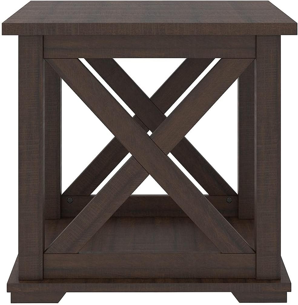 Signature Design by Ashley Camiburg Modern Farmhouse End Table with Crossbuck Details, Brown
