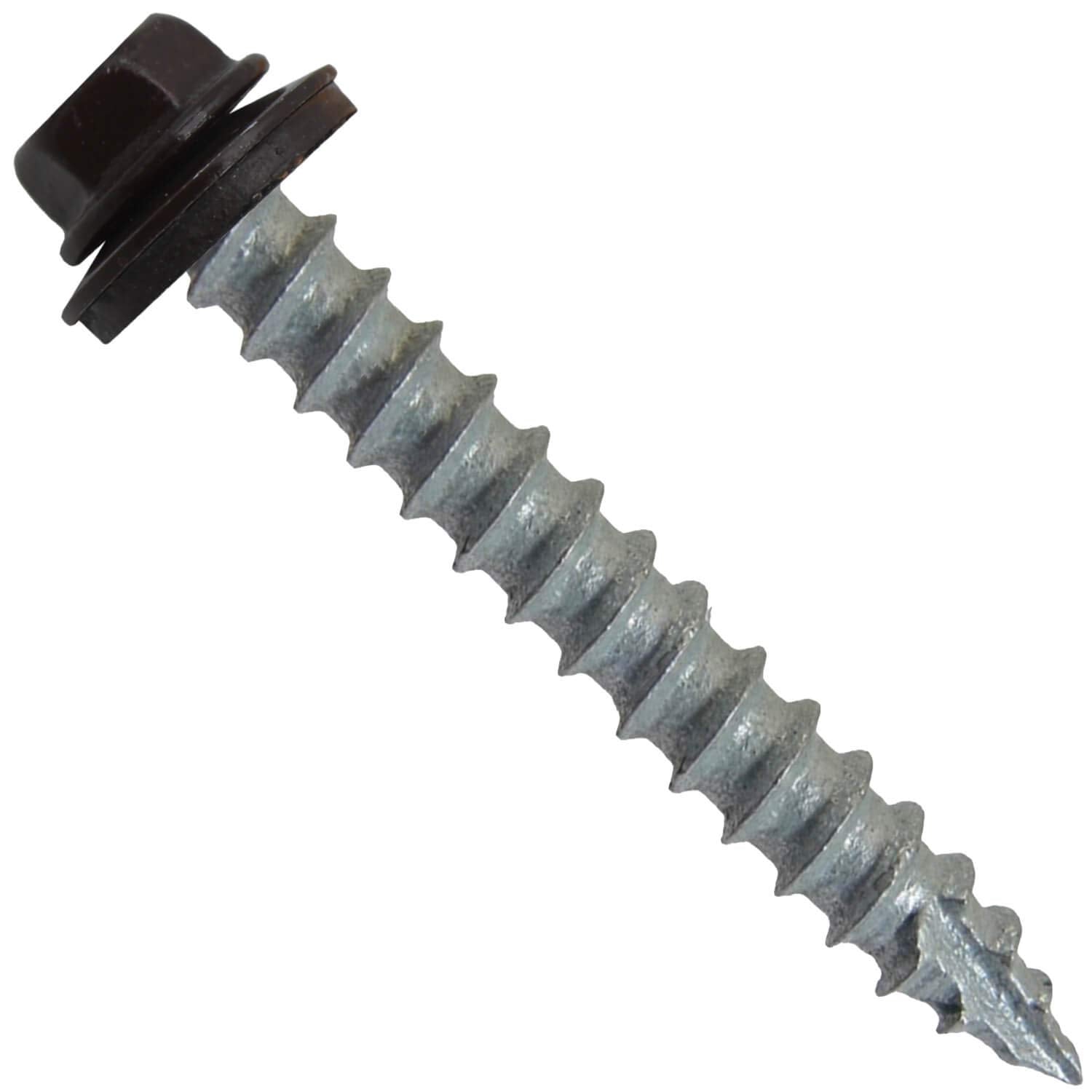 #14 Metal Roofing Screws: (500) Screws x 2' Dark Brown Hex Head Sheet Metal Roof Screw. Self Starting/Tapping Metal to woodsheet Metal siding Screws with EPDM Washer. for Corrugated Roofing