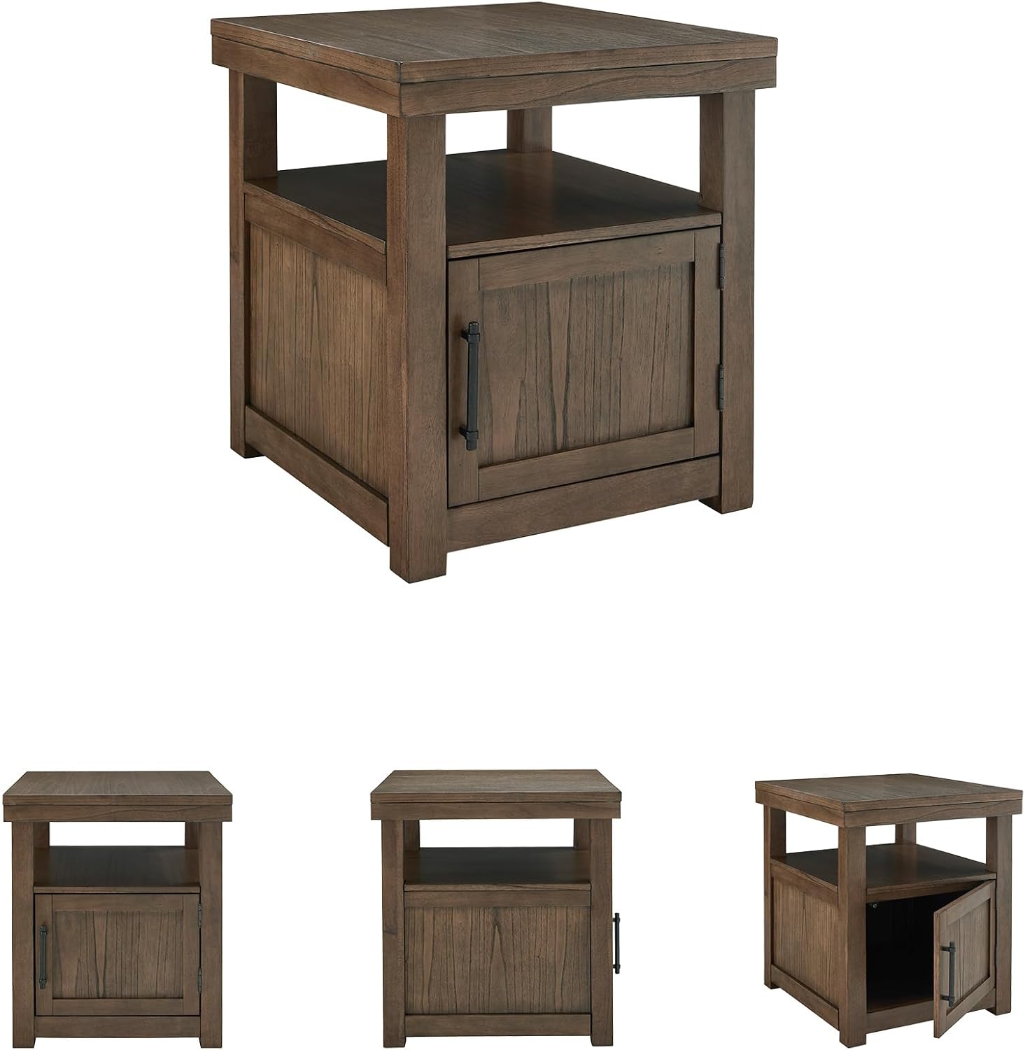 Signature Design by Ashley Boardernest Casual End Table with 1 Open Shelf and 1 Cabinet, Dark Brown