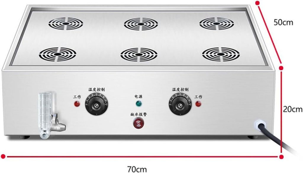 Temperature Control Large Capacity Bun Steamer, Multifunction Commercial Home Kitchen Appliance Electric Steam Pot Dry Boiling Alarm for Breakfast Shop, School,6 Holes