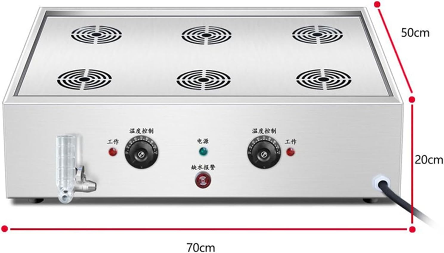 Temperature Control Large Capacity Bun Steamer, Multifunction Commercial Home Kitchen Appliance Electric Steam Pot Dry Boiling Alarm for Breakfast Shop, School,6 Holes