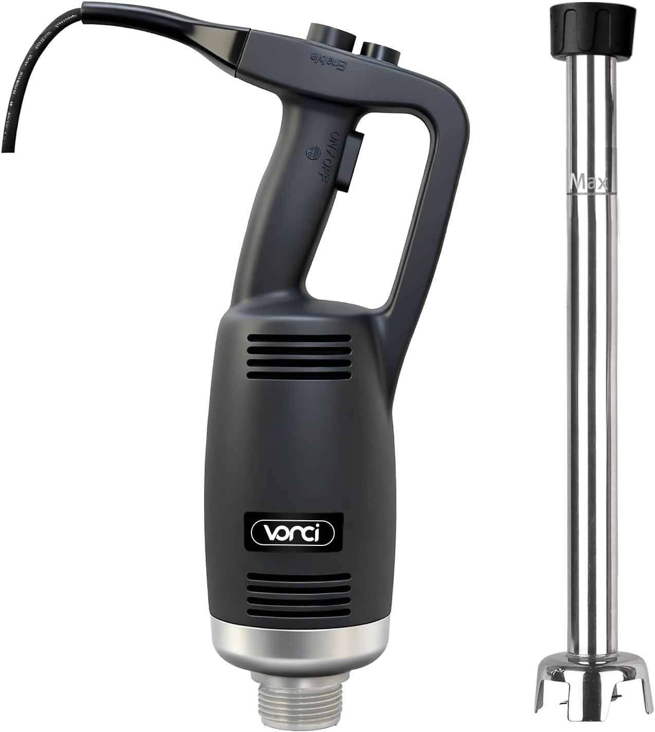 VONCI 750W Commercial Immersion Blender, Extra Heavy Duty Hand Blender with Variable Speed 8000-19000RPM, Handheld Stick Mixer with 20' SUS 304 Shaft, Commercial Emulsifier for Restaurant Kitchen.