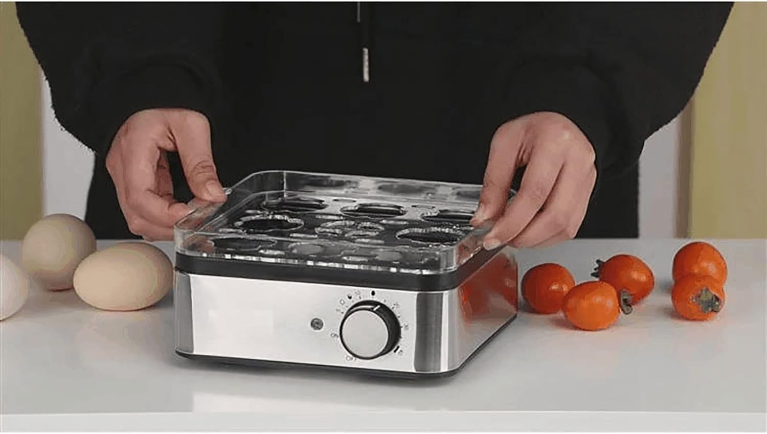 Food Steamer Automatic Timing Egg Cooker Boiler Multifunctional Three Layer Food Steamer Boiling Machine Egg Poacher Cooking Machine High Capacity (Color : Silver, Size : 17x17x29cm)