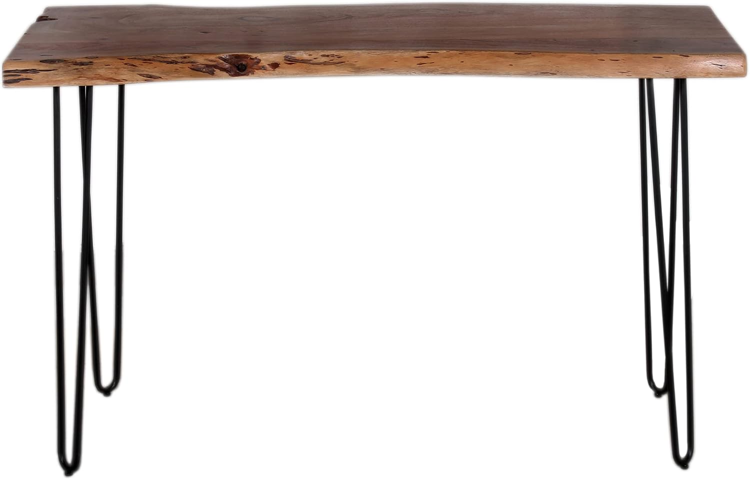 Alaterre Furniture Live Edge Wood Console Table with Hairpin Metal Legs – Rustic Solid Wood Sofa Table, Narrow Entryway Hallway Table, Industrial Farmhouse Media Console for Living Room (48 Inch)