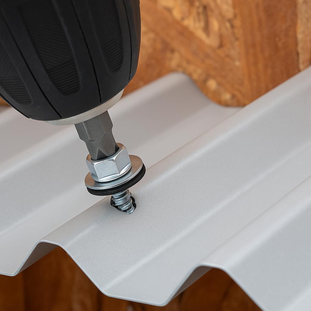 Metal Roofing Screws #12 × 1', 200 PCS, with Leak-Proof EPDM Washer, Self Drilling Metal to Wood Siding Screws, Hex Socket Included