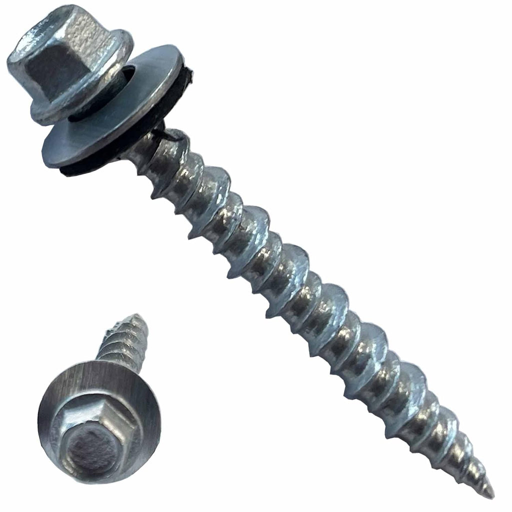 Metal Roofing Screws - #10 x 1.5' – Self Tapping ¼' Hex Head with EPDM Rubber Washer – for Metal to Wood, Corrugated Roofing, Siding, Sheds, Pancake Screw - Hex Drive Easy Install - Galvanized (2500)
