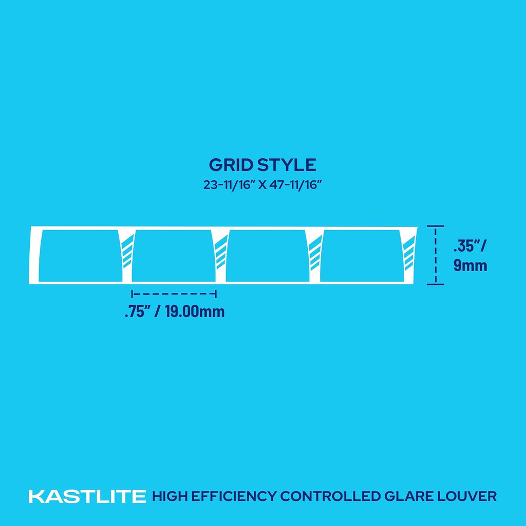 KASTLITE para-Lite 5 Parabolic Louver Ceiling Light Cover - Visual Comfort Overhead Lamp Diffuser | 23-11/16'x 47-11/16' | 3/4' X 3/4' X 3/8' Cell Size | Silver Polystyrene Shades, Grid-Style, 3-Pk