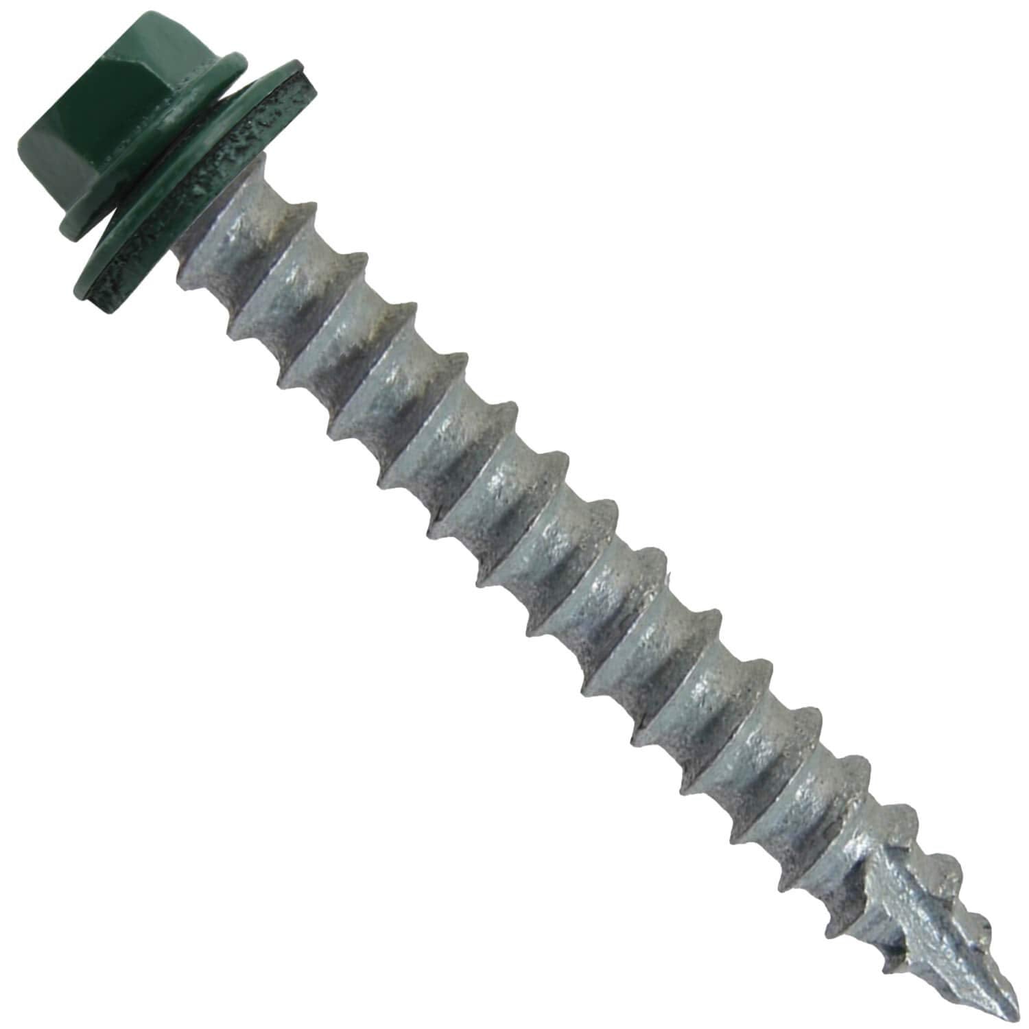 #14 Metal Roofing Screws (500) Screws x 2' Ivy/Forest Green Hex Head Sheet Metal Roof Screw. Self Starting/Tapping Metal to Wood Sheet Metal siding Screws -EPDM Washer. for Corrugated Roofing