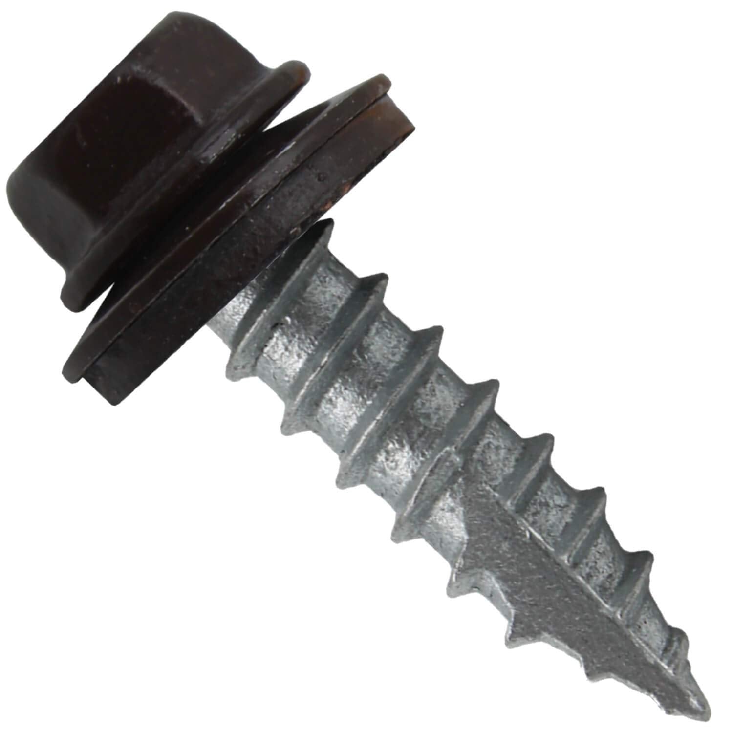 #14 Metal Roofing Screws: (1000) Screws x 1' Dark Brown Hex Head Sheet Metal Roof Screw. Self Starting/Tapping Metal to woodsheet Metal Screws with EPDM Washer. for Corrugated Roofing