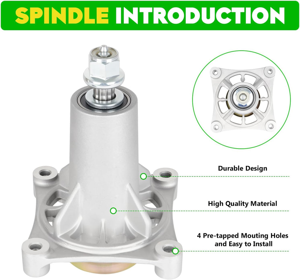 54' Deck 187292 Spindle Rebuild Kit for Craftsman/for Husqvarna YTH2454 LGT2654 LGT2554,Include 3 Spindles 187292 192870, 3 Pulleys 129861, 3 Blades 187256, 1 147 1/2' Deck Belt 196103