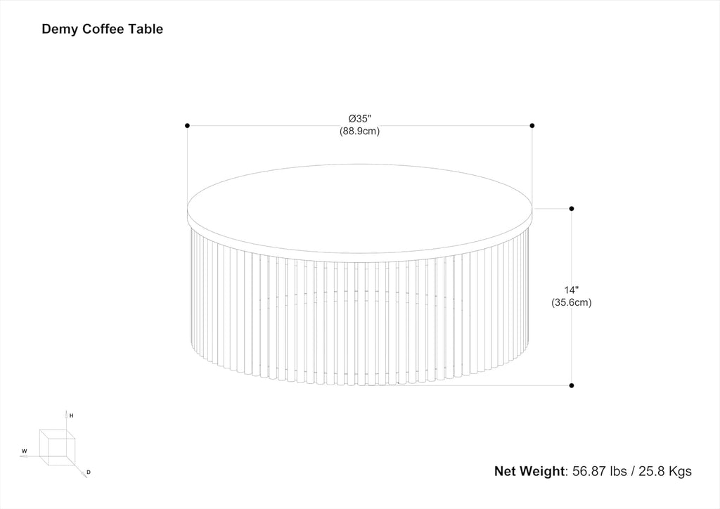 SIMPLIHOME Demy Coffee Table - 35 inch Wide Solid Wood Industrial Contemporary Round Cocktail Table in Natural and Black, Sculptural Living Room Table with Powder Coated Metal Base, Assembled