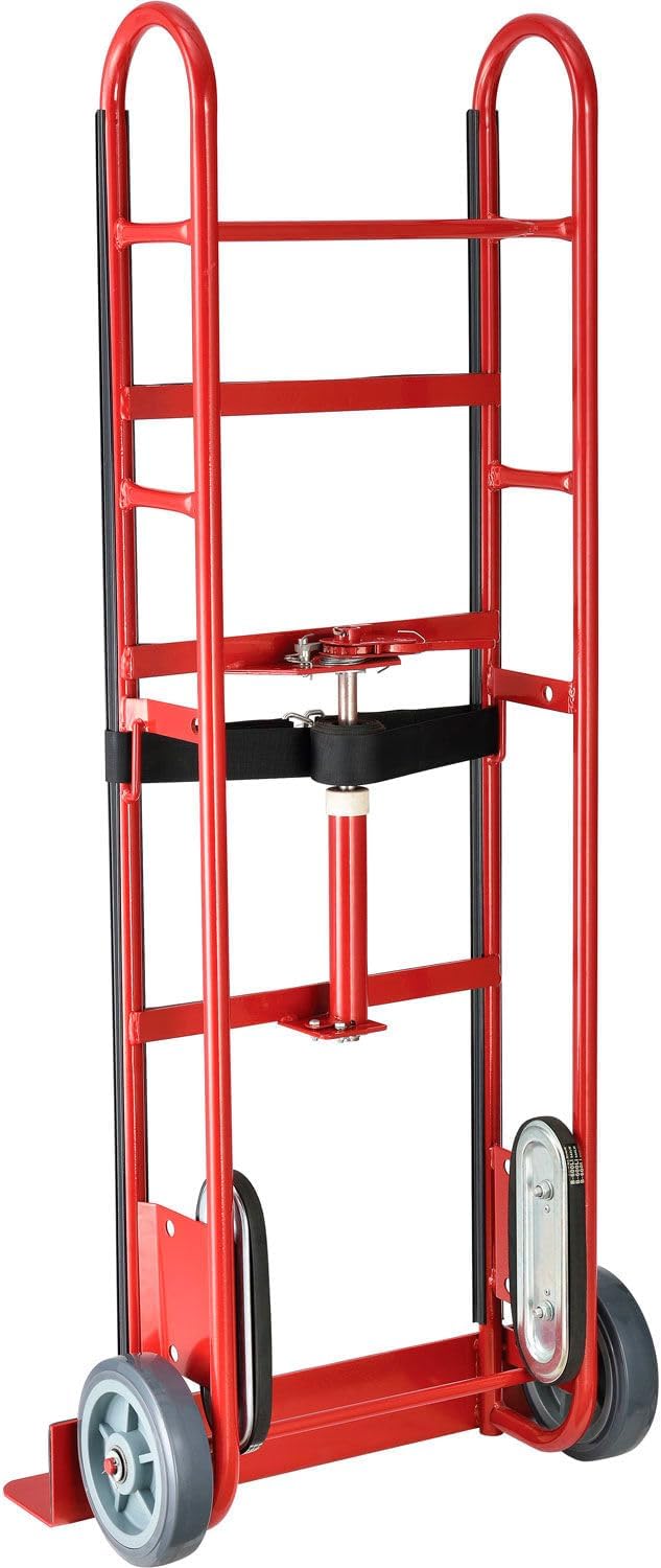Global Industrial 2-Wheel Professional Appliance Hand Truck with Stair Climbing Wheels, 750 Lb Capacity, Industrial Hand Truck with Ratcheting Nylon Strap