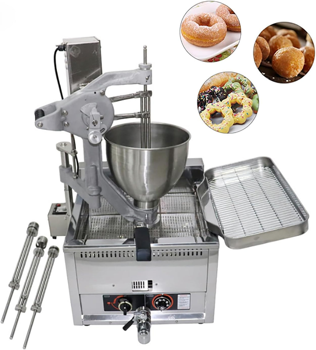 Kolice Commercial Propane Heating Donuts Frying Machine Donuts Maker Doughnut Frying Making Machine- 3 Different Molds to Make Ball/Flower/Ring Shaped Donuts, Dia.1.18~3.54 inches