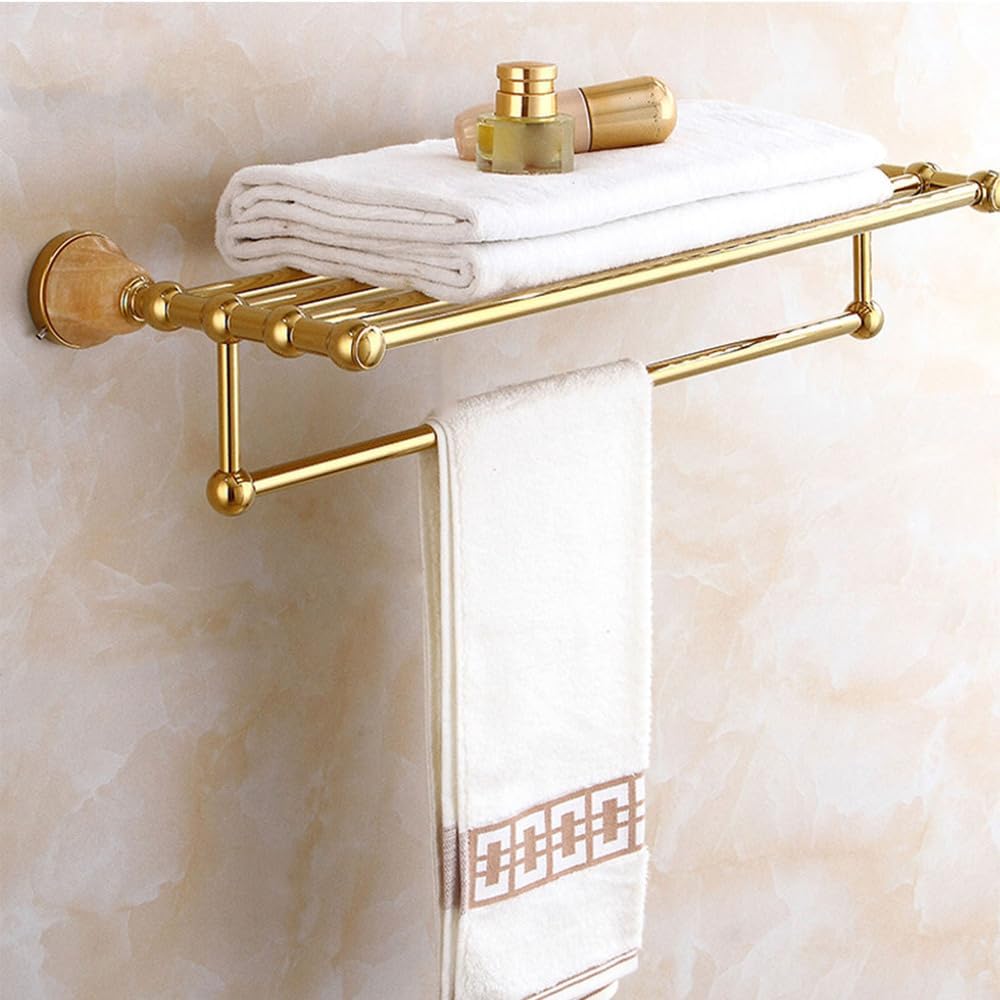 Bathroom Hardware Set,Towel Rack Set,Brass Bathroom Accessories Set,Gold Marble Decorate Bath Towel Rack Wall Mounted Elegant Hotel Metal Towel Rack,Bath Towel Rack