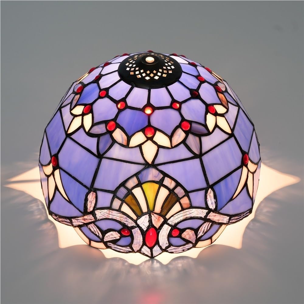 Lamp Shade Replacement Only 12 Inch Blue Baroque Stained Glass Ceiling Light Vintage Art Deco For Table Lamps Floor Pendant