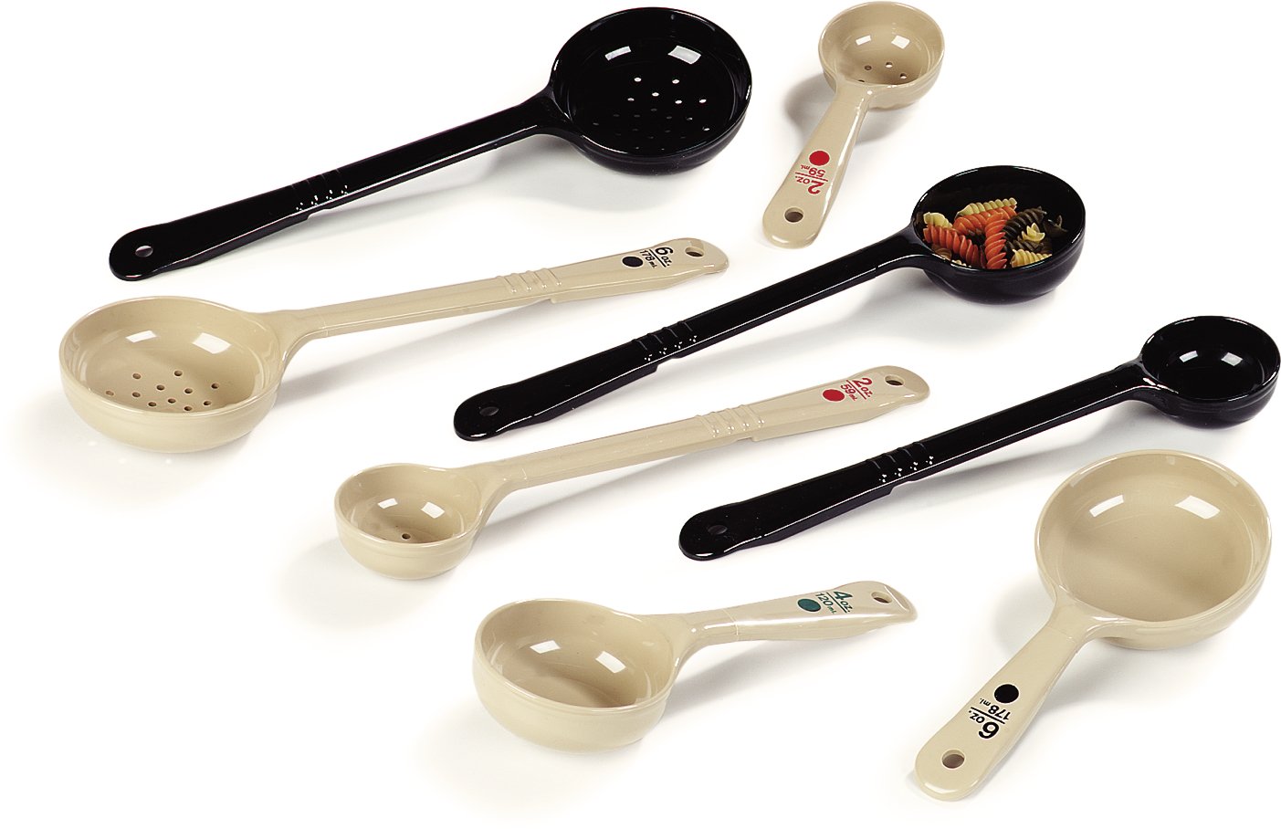 Carlisle FoodService Products Measure Miser Plastic Measuring Spoon with Short Handle, 6 Ounces, Beige (Pack of 12)
