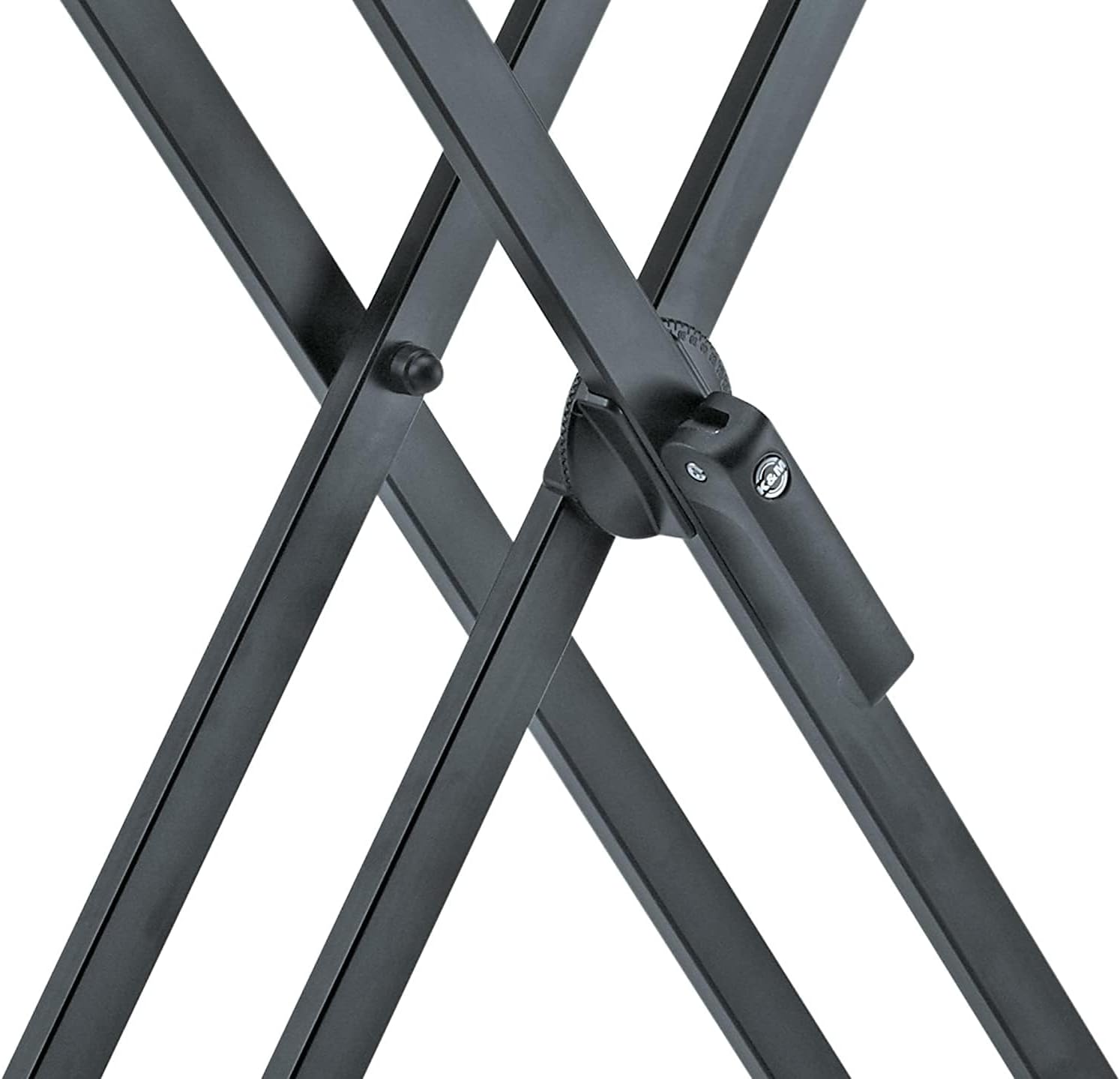 K&M Konig & Meyer 18990.015.55 Rick Keyboard X-Style Stand | Ergonomic Adjustable Height Clamp | Double Cross Brace Legs | Pre-Assembled | Portable For Travel | German Made | Black