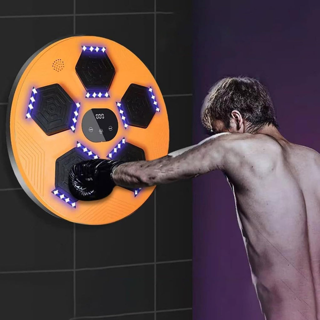 Music Punching, Home Music Boxing Machine, Boxing Machine Wall Mounted with LED, Electronic Boxing Trainer for Home Exercise Stress Release Boxing Game (Orange)