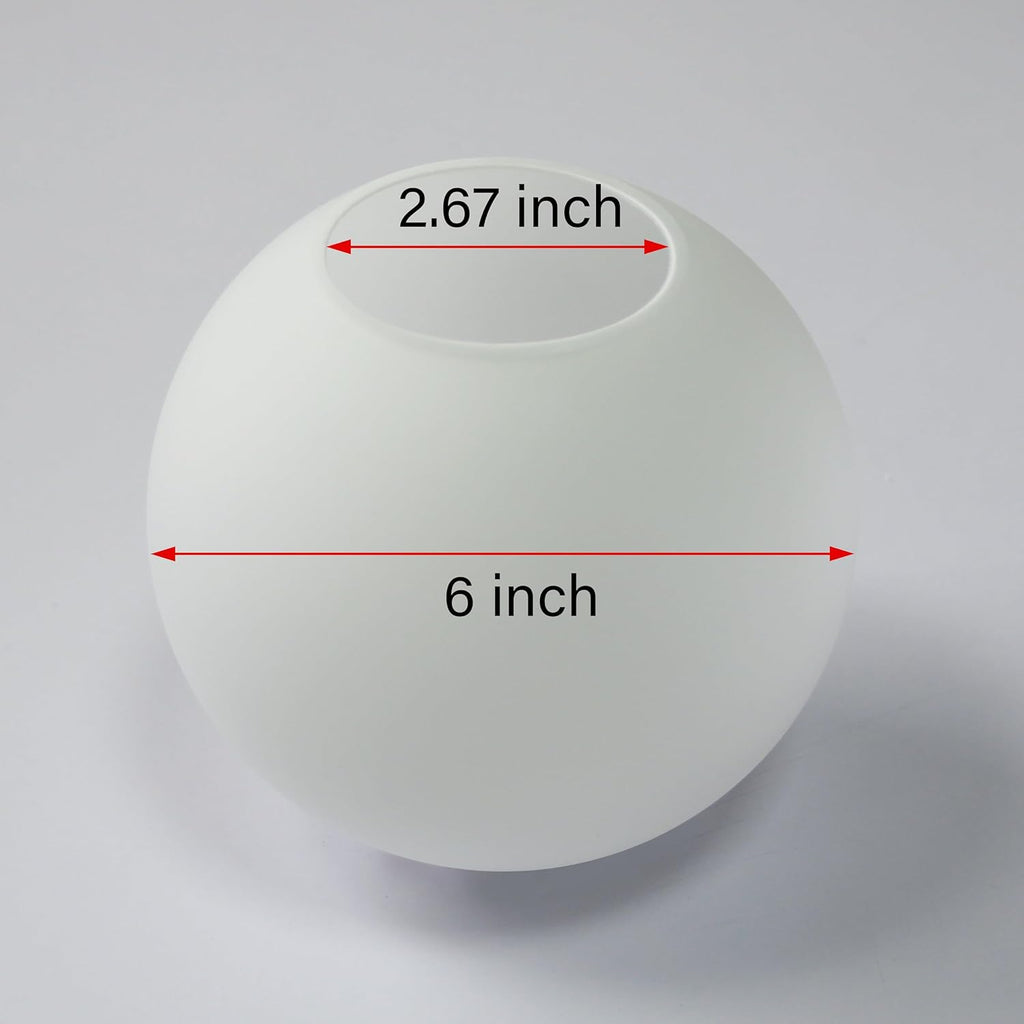 KoKo&Yukina 3 Light Globe Glass Pendant Light & 6 Inch Milk White Glass Globes Shade Frosted Replacement Glass Shades - 2.67' Fitter