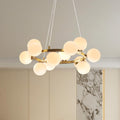 Modern Sputnik Chandelier Light Fixture, 12-Light Gold Bubble Glass Chandeliers for Dining Room, Mid Century White Globe Pendant Lighting for Kitchen Island, Bedroom, Foyer,Living Room,23.6IN
