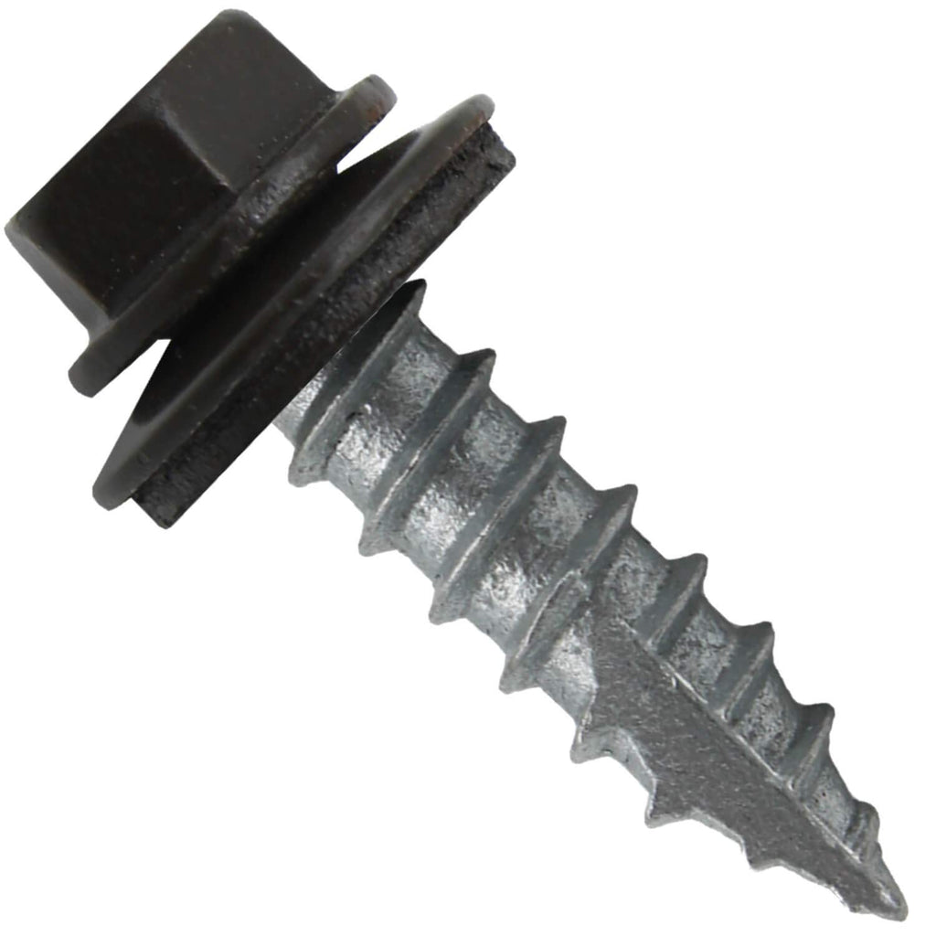 #14 Metal Roofing Screws: (1000) Screws x 1' Dark Bronze Hex Head Sheet Metal Roof Screw. Self Starting/Tapping Metal to woodsheet Metal Screws with EPDM Washer. for Corrugated Roofing