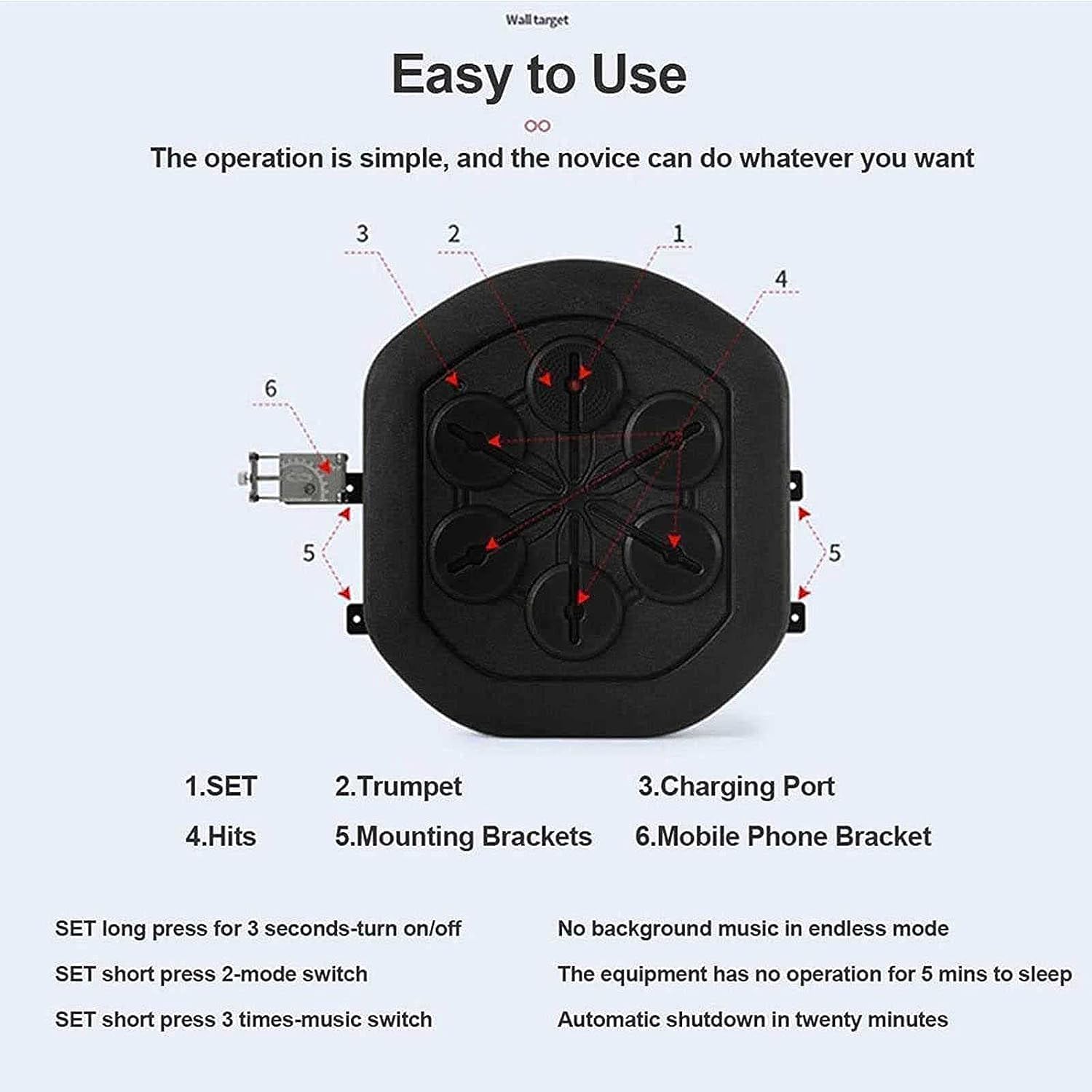 Music Boxing Machine, Smart Music Boxinghine,Musical Boxinghine,Punching Bag Training Equipment Music Speed Response Coordination for Children and Adults