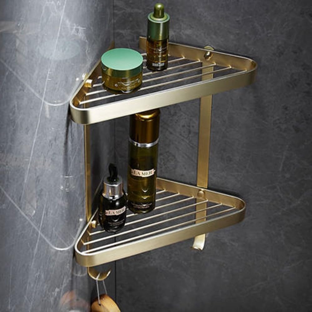 Bathroom Accessories Bathroom Shelf Towel Rack Paper Holder Toilet Brush Holder Towel Ranger Brushed Gold Brass Bath Hardware,Bathroom Shelf B6