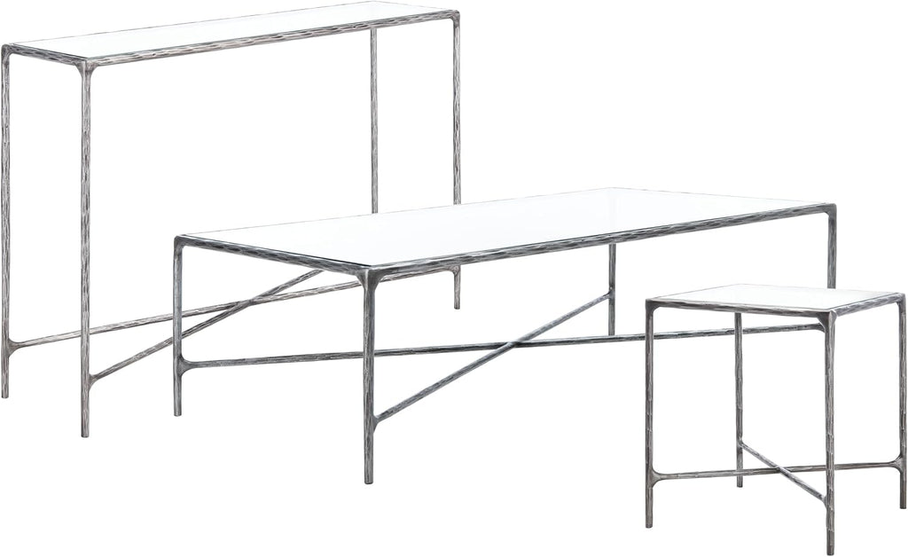 SAFAVIEH Couture Home Collection Jessa Silver Metal/Tempered Glass Top Square End Table (Fully Assembled)