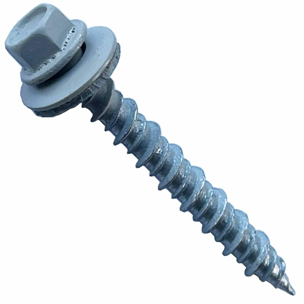 Metal Roofing Screws - #10 x 1.5' – Self Tapping Hex Head with EPDM Rubber Washer – for Metal to Wood, Corrugated Roofing, Siding, Sheds, Pancake Screw - ¼' Hex Drive Easy Installation - Grey (2500)
