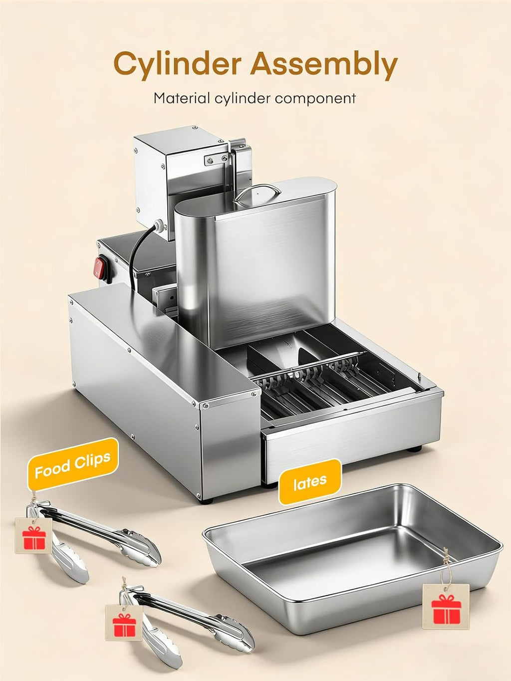 FOHERE Commercial Automatic Donut Maker Machine, 1750W 4-Row Mini Donut Fryer, 3L Hopper with Intelligent Control, 250PCS/H High Capacity, Stainless Steel for Bakeries, Cafes & Dessert Shops (Silver)