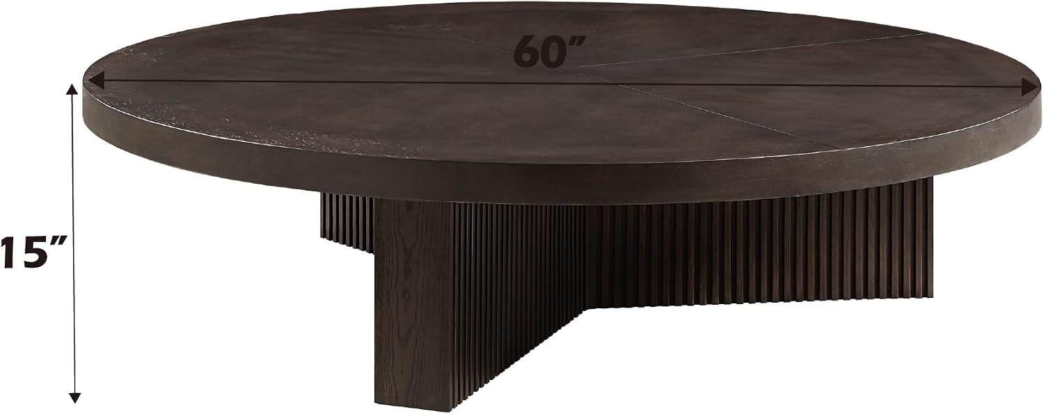 Acme Guido Contemporary Wood Round Coffee Table in Oak Finish
