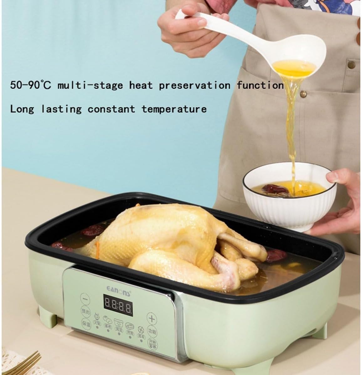26L Food Steamer with 2-Tier Touch Display, 12-Hour Timer, 6 Cooking Modes, Removable Pot - Ideal for Meat, Dumplings, Vegetables - Healthy Meal Prep