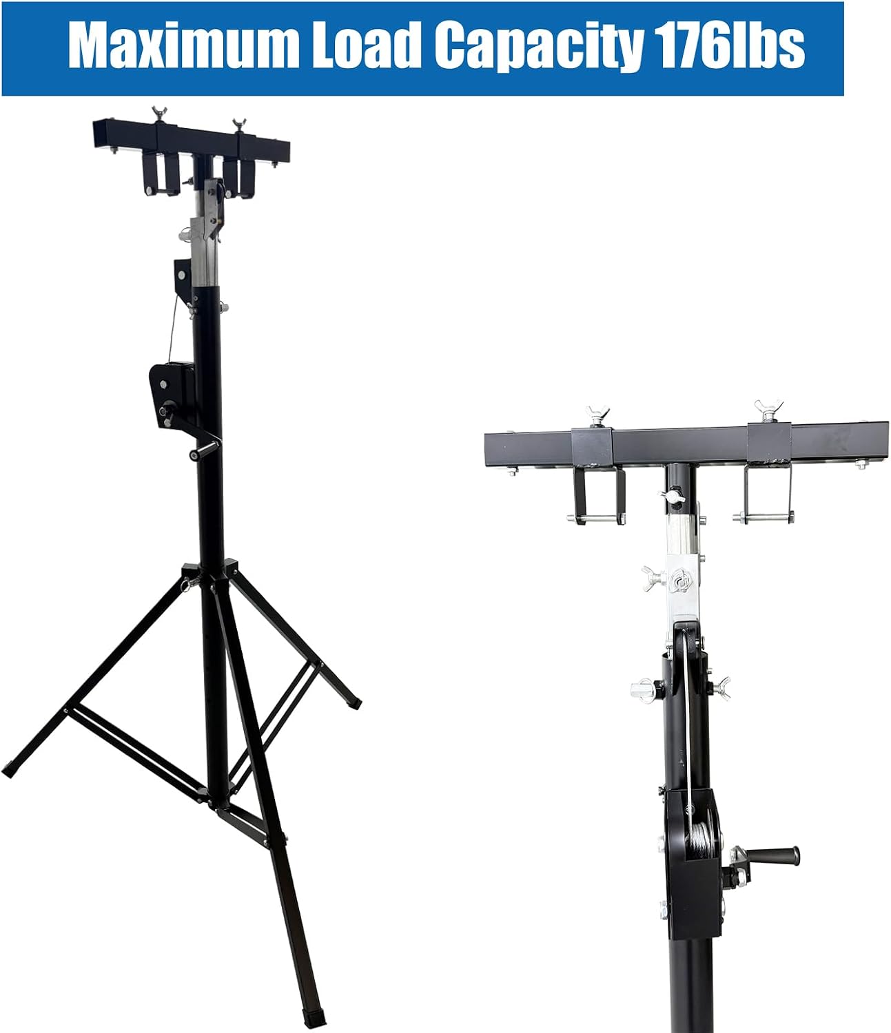 TECHTONGDA Light Trussing Stand 176LB Load Capacity DJ Light Stand, Crank Lighting Stand Speaker Truss, 5.91-13.12 FT Adjustable Height, Portable Music Equipment for Bands Clubs Stages