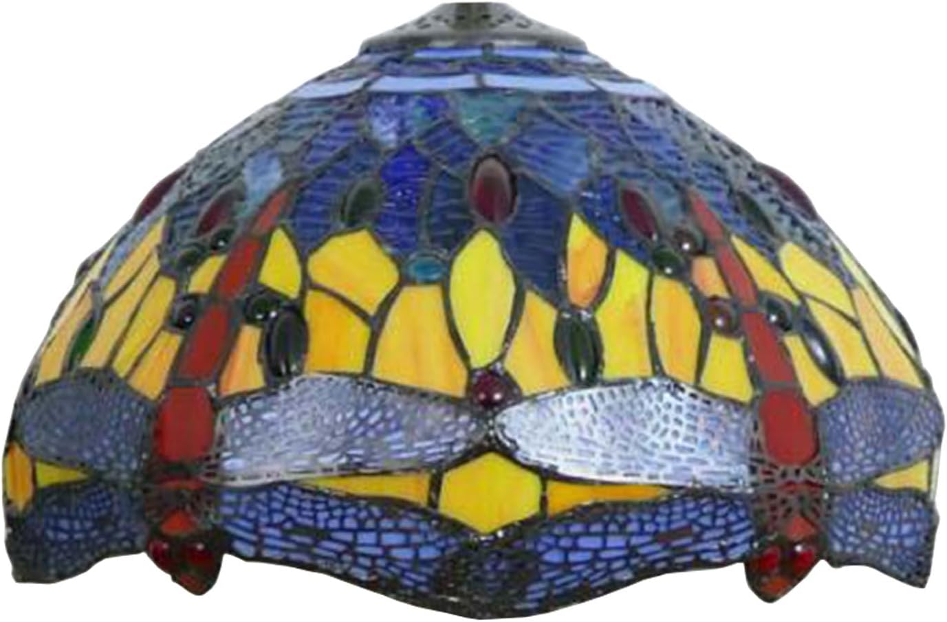 12 Inch Dragonfly Stained Glass Lamp Shade, Tiffany Style Lampshades Replacement, Handmade Vintage Lamp Cover Accessories Only for Table lamp Pendant Light Ceiling Fixture,Yellow