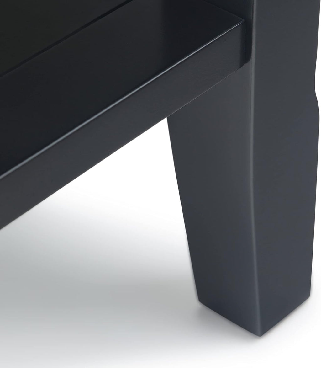 SIMPLIHOME Acadian Narrow Side Table - 14 inch Wide Solid Wood Rectangular End Table with 2 Open Shelves in Black, Transitional Lamp Stand or Nightstand for Living Room or Bedroom with Storage
