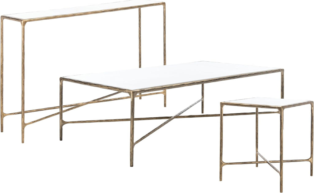 SAFAVIEH Couture Home Collection Jessa Brass Metal/White Marble Top Square End Table (Fully Assembled)