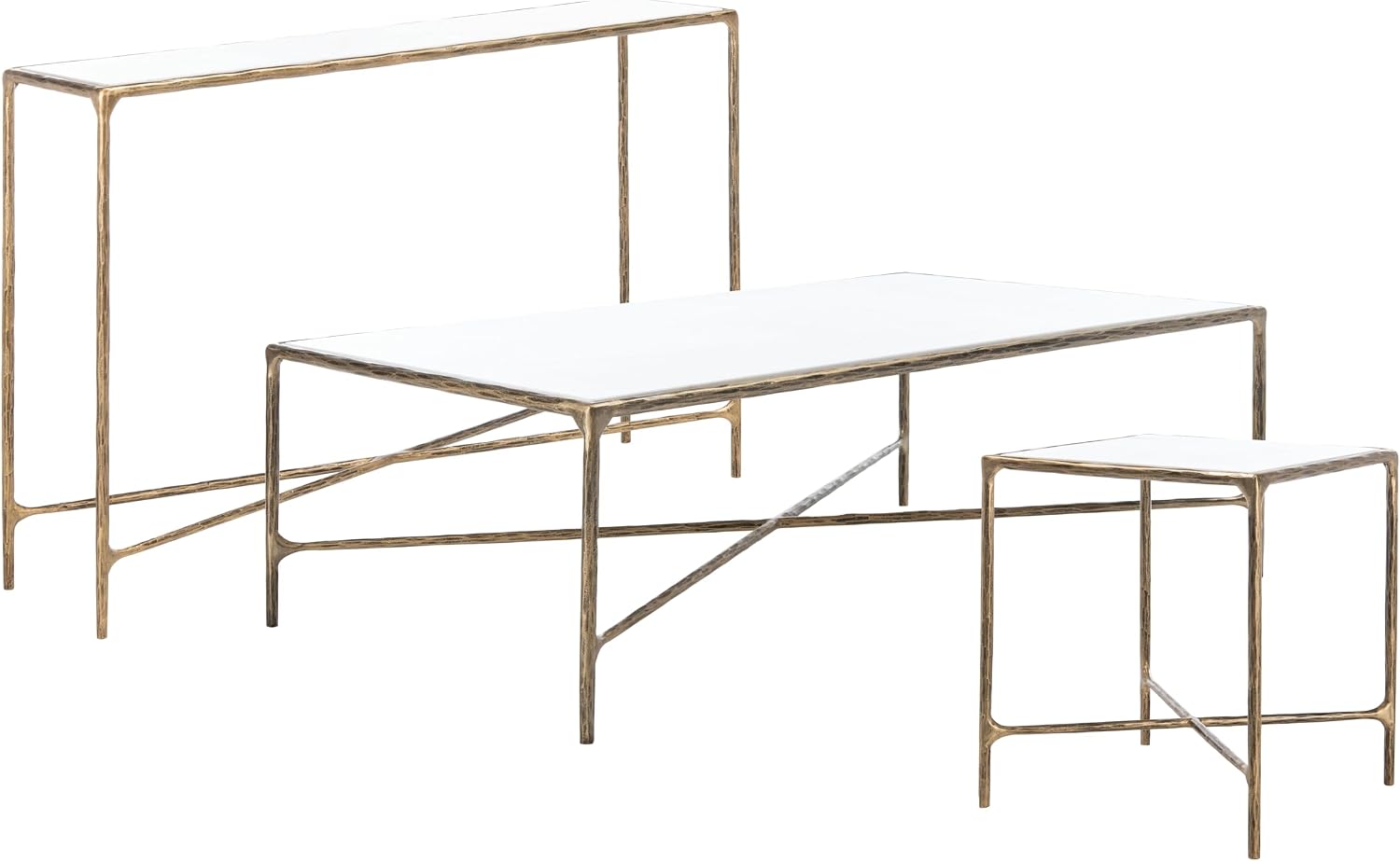 SAFAVIEH Couture Home Collection Jessa Brass Metal/White Marble Top Square End Table (Fully Assembled)