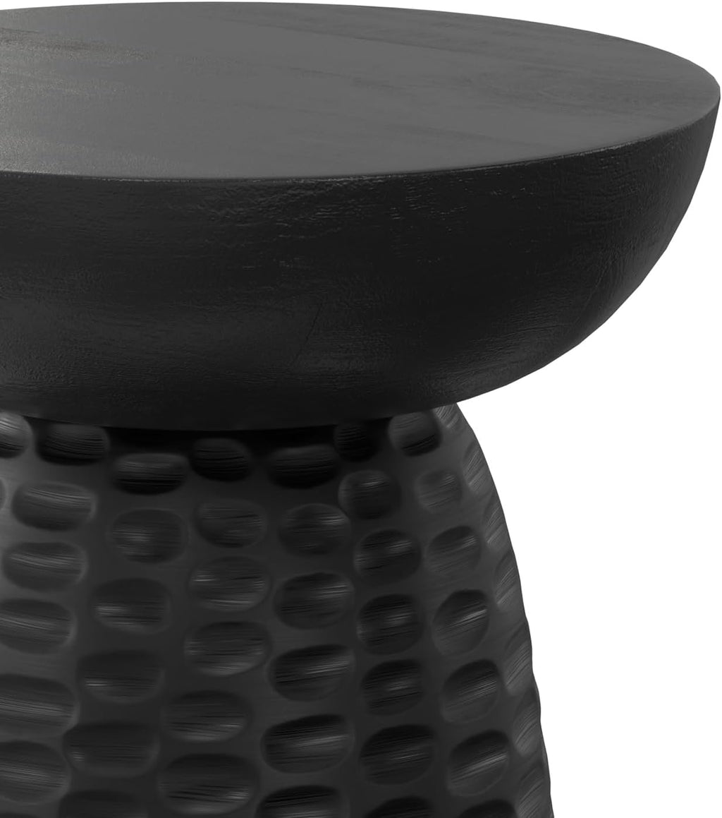 SIMPLIHOME Boyd End Table - 13' Wide x 18' High Solid Mango Wood Round Accent Table in Black, Handcrafted Contemporary Nightstand or Lamp Stand for Living Room, Bedroom, or Office, Assembled