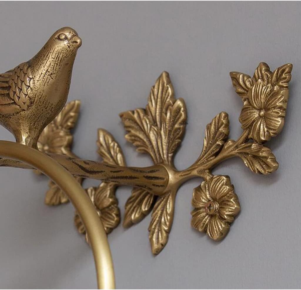 LSLYTQ Antique Brass 1pcs Bath Towel Set, Bird Towel Ring, Carved Toilet Paper Holder, Creative Towel Bar, 18 Inch Bathroom Accessories