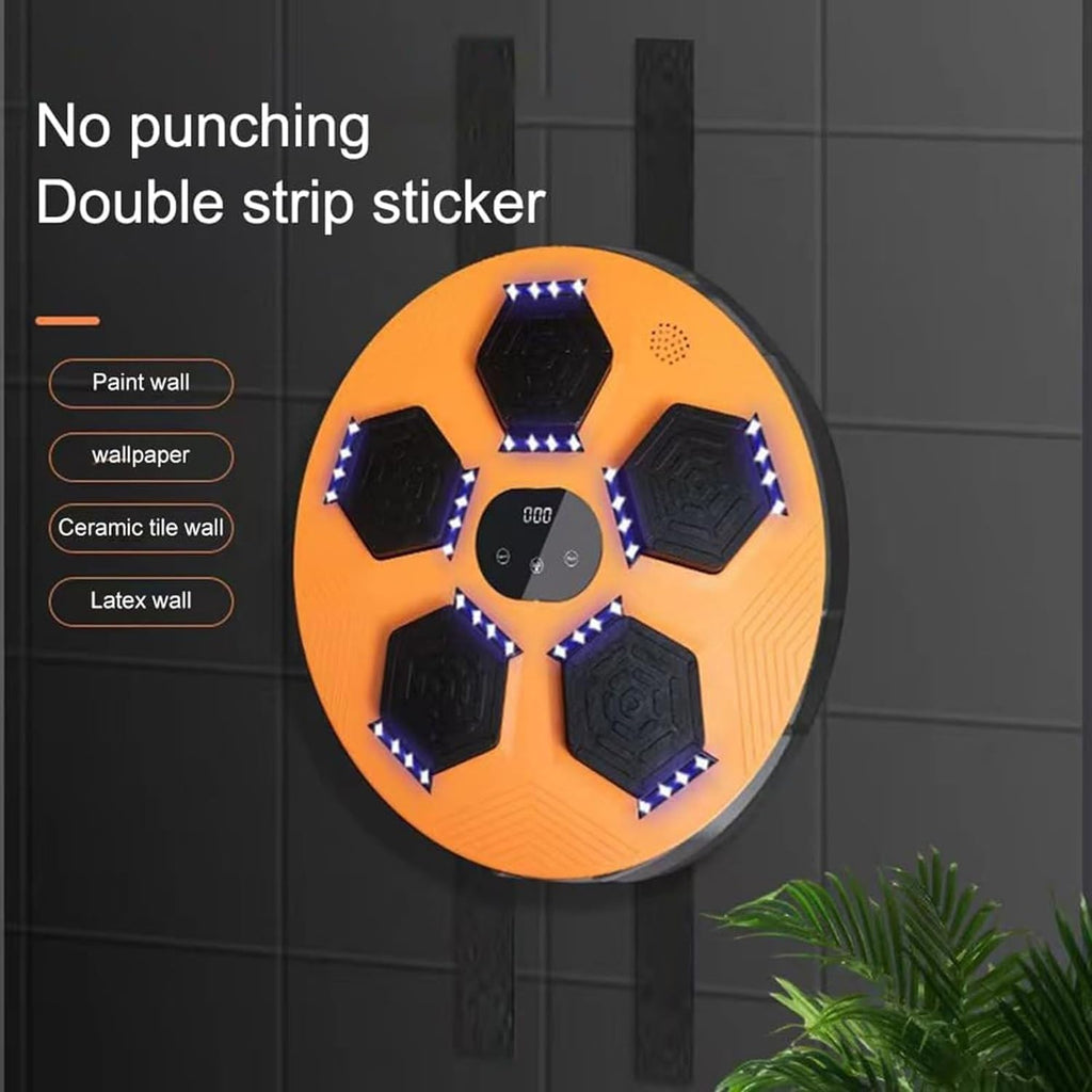 Music Punching, Home Music Boxing Machine, Boxing Machine Wall Mounted with LED, Electronic Boxing Trainer for Home Exercise Stress Release Boxing Game (Orange)