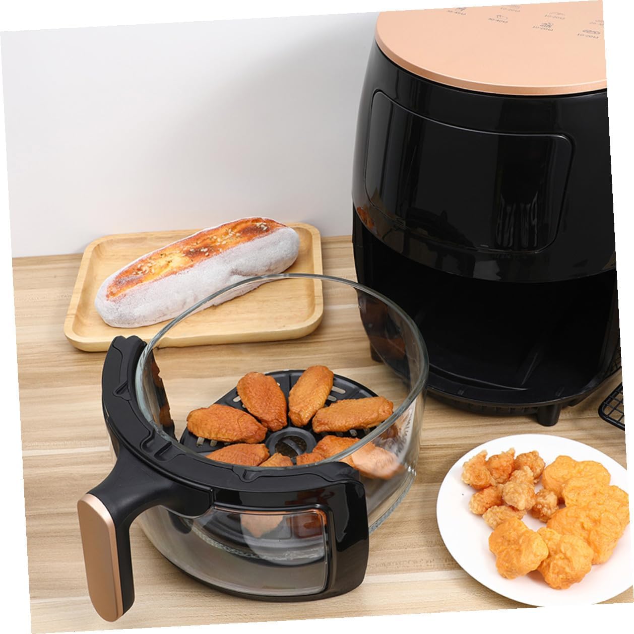 Large Capacity Electric Hot Air Fryer Oven for Healthy Cooking Multi-functional with Overheat Protection Monitoring Automatic Power-off Stylish Black Design for Home and Family Use