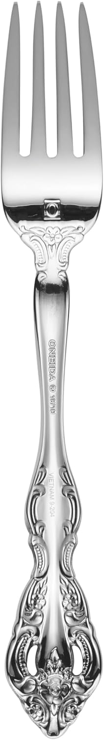 Oneida Silverware Set For 4, Michelangelo 20-Piece Fine Flatware Set, Service For 4, Heavyweight 18/10 Stainless Steel, Mirror Finish, Dishwasher Safe, Knives Spoons & Forks Sets (Silver, 20 Piece)