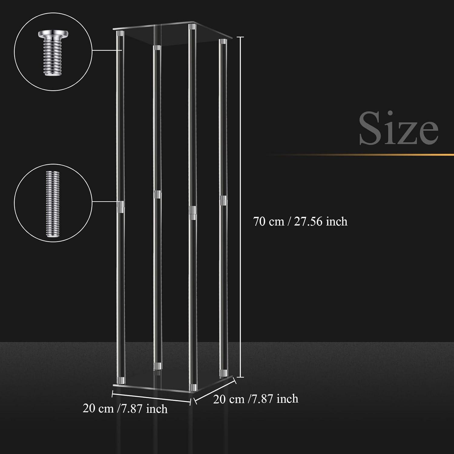 Geetery 8 Pieces Tall Acrylic Vase Wedding Centerpieces Clear Flower Stand Column Geometric Floral Vase Elegant Display Holder for Birthday Party Wedding Table Decorations (28 Inch)