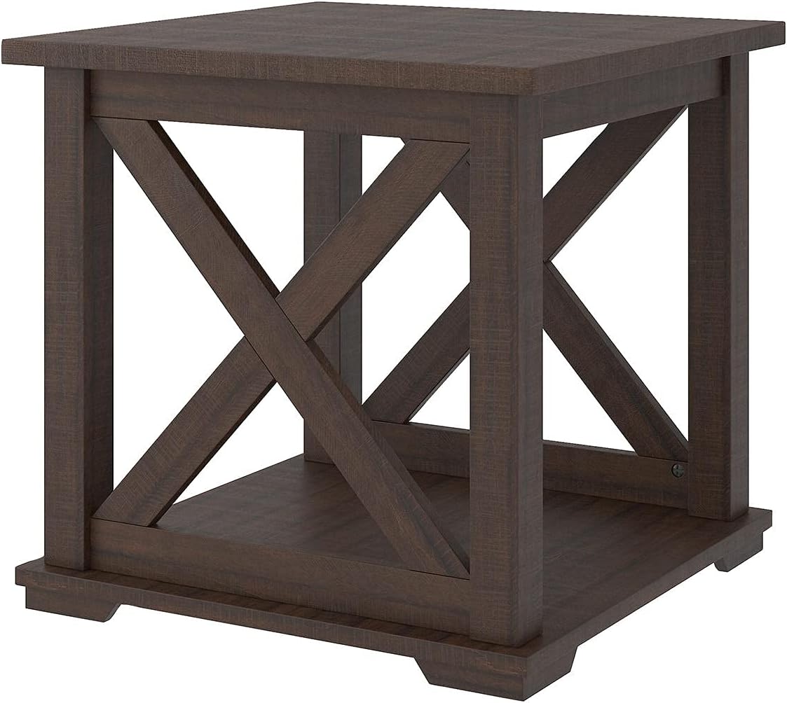 Signature Design by Ashley Camiburg Modern Farmhouse End Table with Crossbuck Details, Brown
